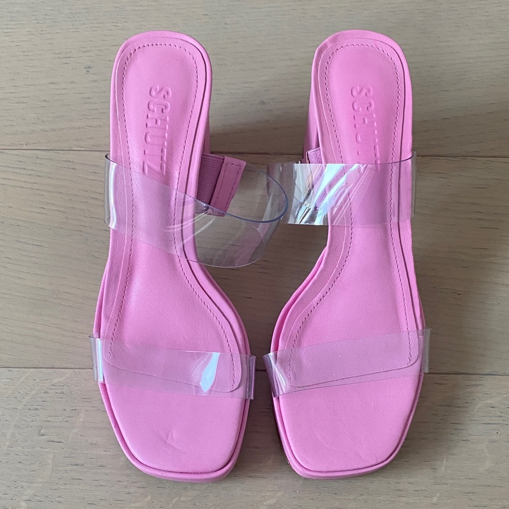 Schutz Pink Heels with Transparent Straps